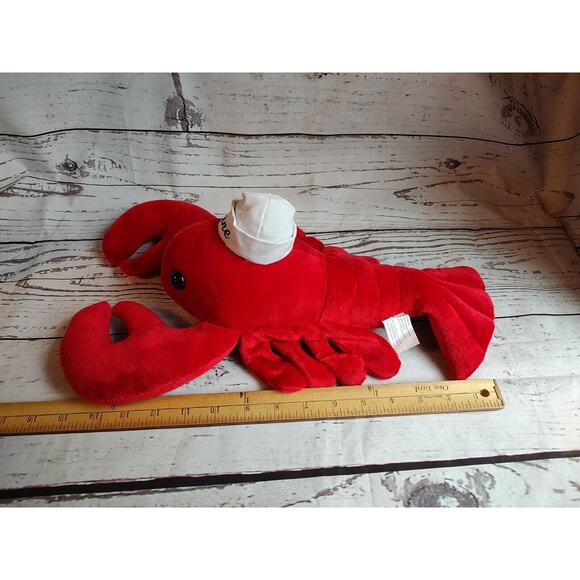 Maine Red Lobster Stuffed Animal Plush With White Sailor Hat - Picture 7 of 7